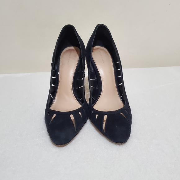Black Suede Women Heel Shoes Size 8 - Picture 2 of 7